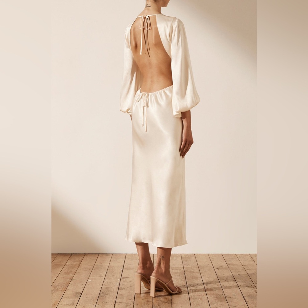 Shona Joy la lune open back balloon sleeve midi dress - cream